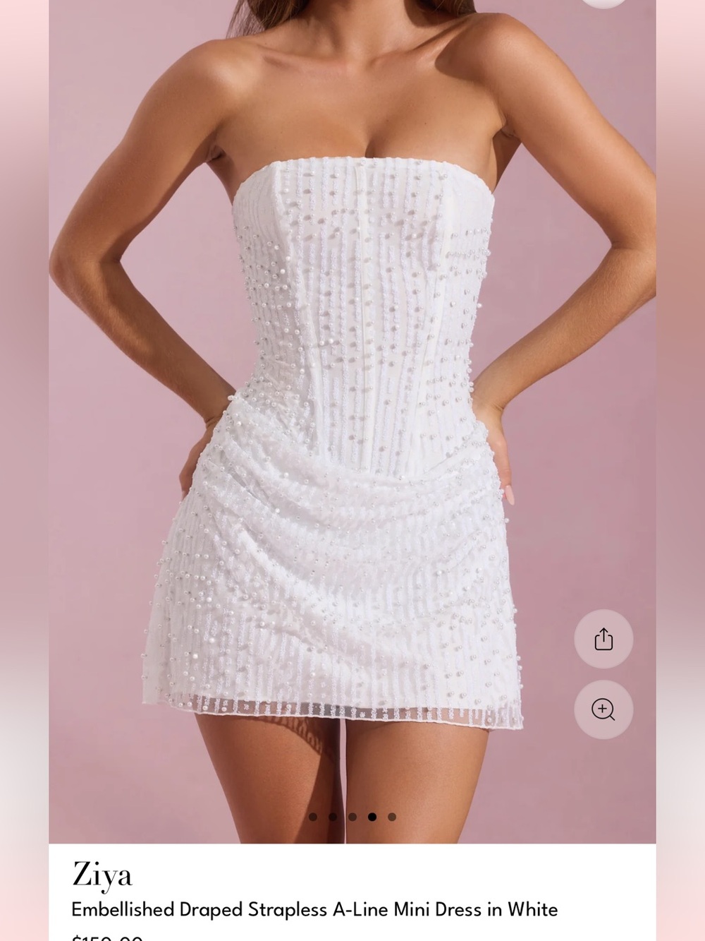 Oh Polly White Embellished Strapless A-Line Mini Dress